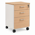 Büro Rollcontainer mit 3 Schubladen abschließbar Weiß Eiche MDF Stahl rechteckig 60 x 43 x 50 cm