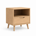 Nachttisch mit Schublade und offenem Fach Eichenfurnier rechteckig 45 x 40 x 55 cm