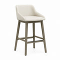 Barhocker mit Armlehnen Creme PU-Kunstleder Massivholz 52 x 57 x 105 cm Sitzhöhe 75 cm