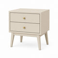 Nachttisch Creme MDF Rechteckig 45 x 40 x 55 cm mit 2 Schubladen