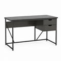 Schreibtisch Schwarz aus MDF und Stahl rechteckig mit 2 Schubladen 120 x 60 x 75 cm