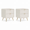 Nachttisch 2er Set Weiß MDF rechteckig mit 2 Schubladen 45 x 40 x 55 cm