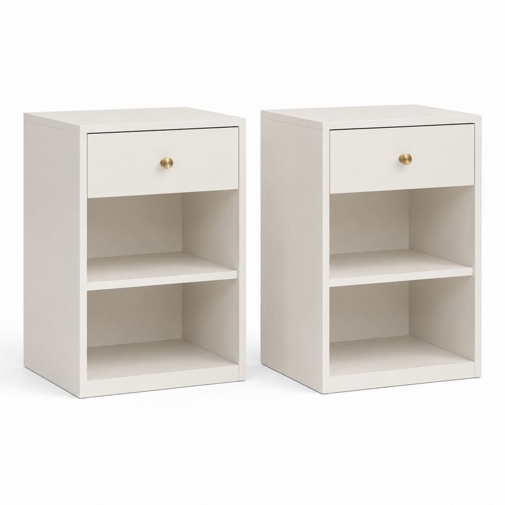 Nachttisch 2er Set Weiß MDF rechteckig 40 x 35 x 60 cm