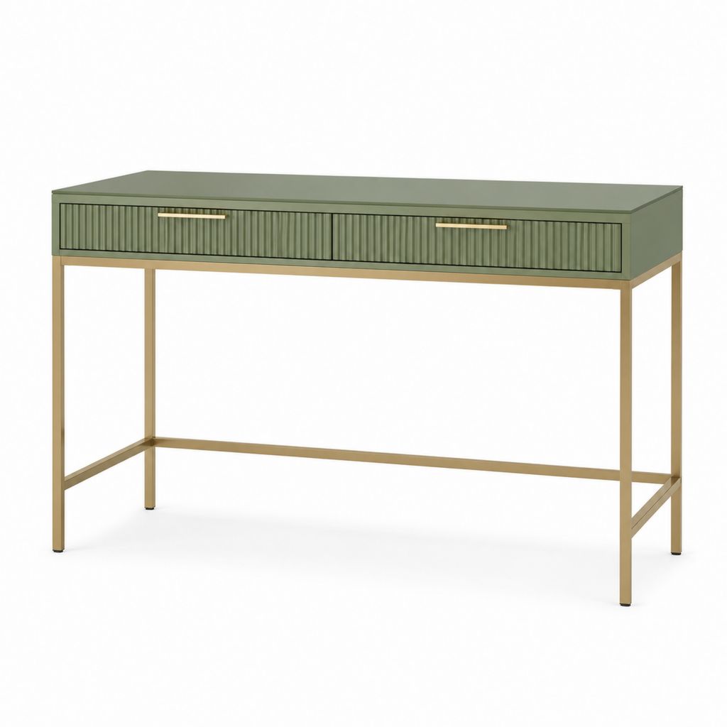 Schreibtisch mit 2 Schubladen Olivgrün Stahl MDF rechteckig 120 x 60 x 76 cm