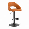 Barhocker mit Armlehnen Cognac PU-Kunstleder Stahl Drehbar Höhenverstellbar 52 x 50 x 92-113 cm