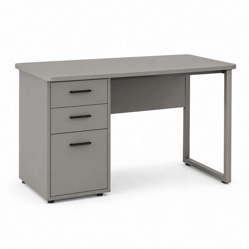 Schreibtisch Grau aus melaminharzbeschichteter Spanplatte mit 3 Schubladen 120 x 60 x 75 cm