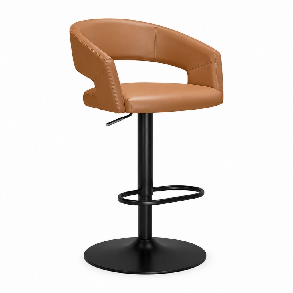 Barhocker höhenverstellbar drehbar Cognac PU-Kunstleder Stahl Rundfuß 52 x 54 x 89-110 cm