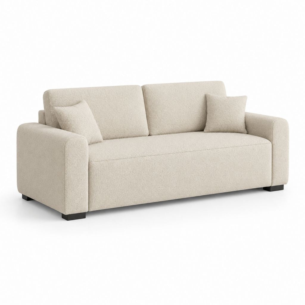 2-Sitzer Sofa Creme Polyester Gerade 180 x 90 x 85 cm