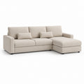 Ecksofa mit Recamiere rechts Beige Polyester 250 x 160 x 85 cm